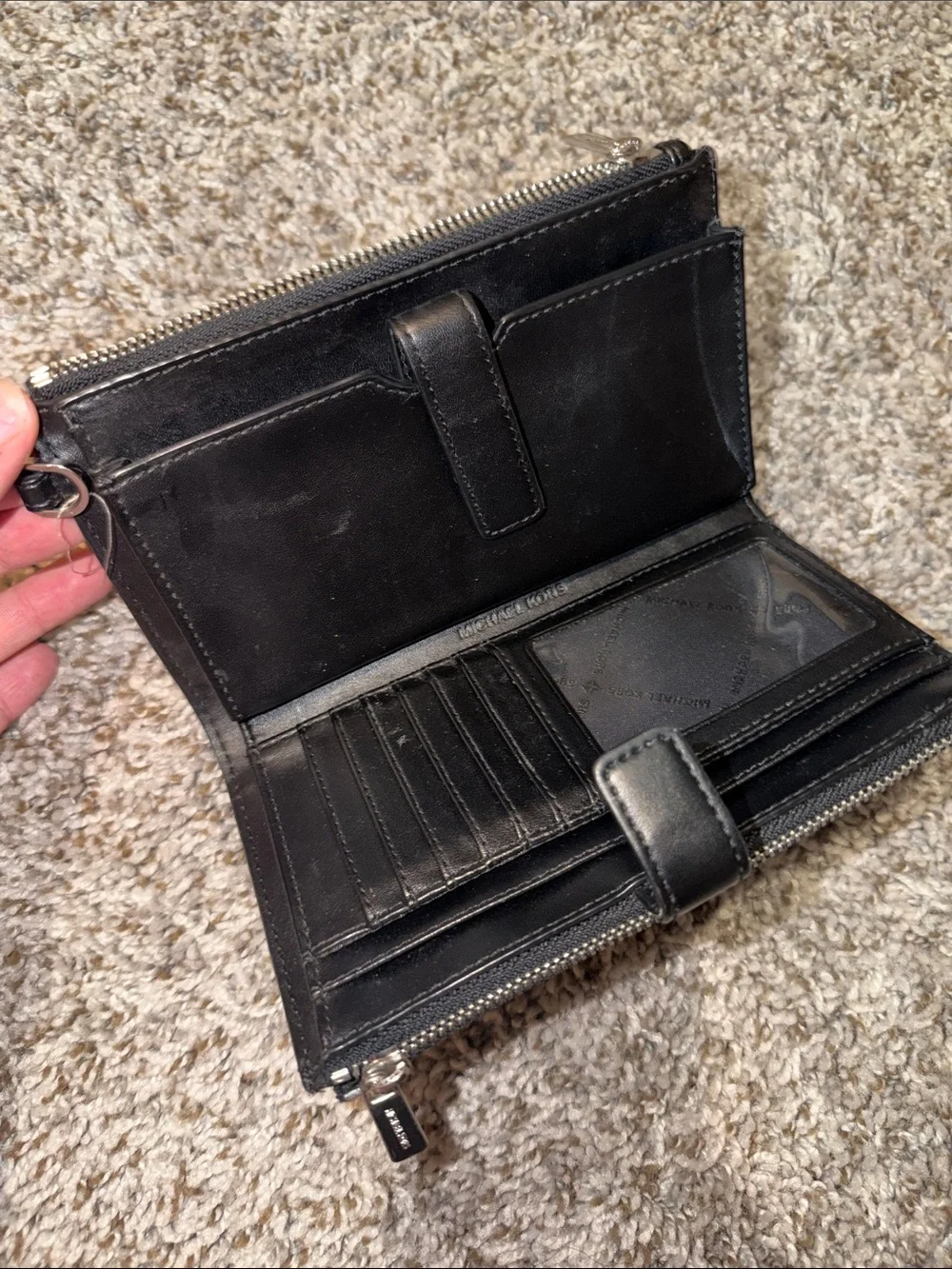 Michael Kors Black Logo-Print Zip Card Wallet